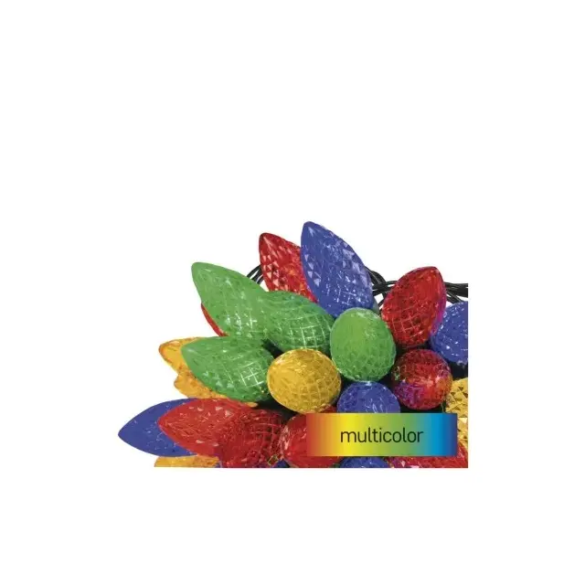 Dekoracje – szyszki 50 LED 9,8 m, multikolor, zielony przewód, 8 programów, IP44