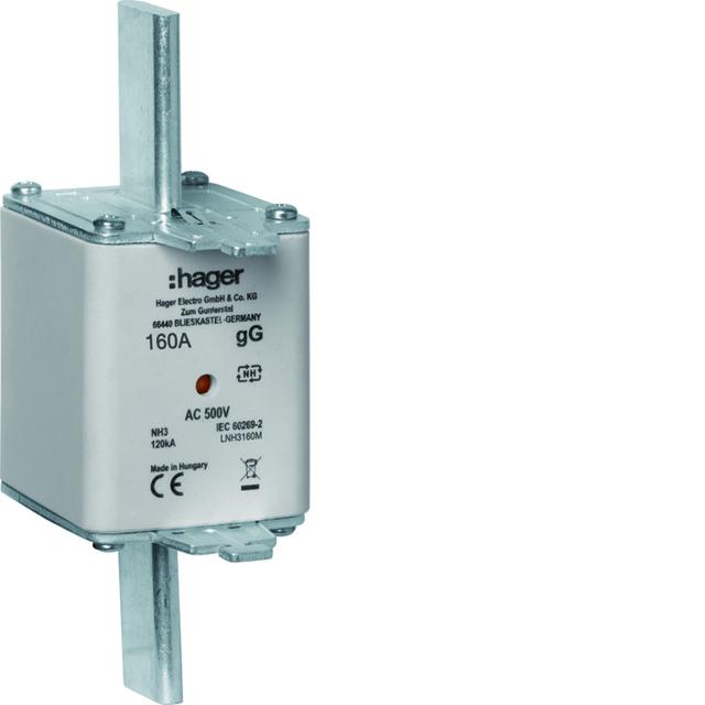 Wkładka bezp. nożowa NH3C wsk.podw. uchwyt nieiz. gG 160A 500VAC LNH3160M HAGER