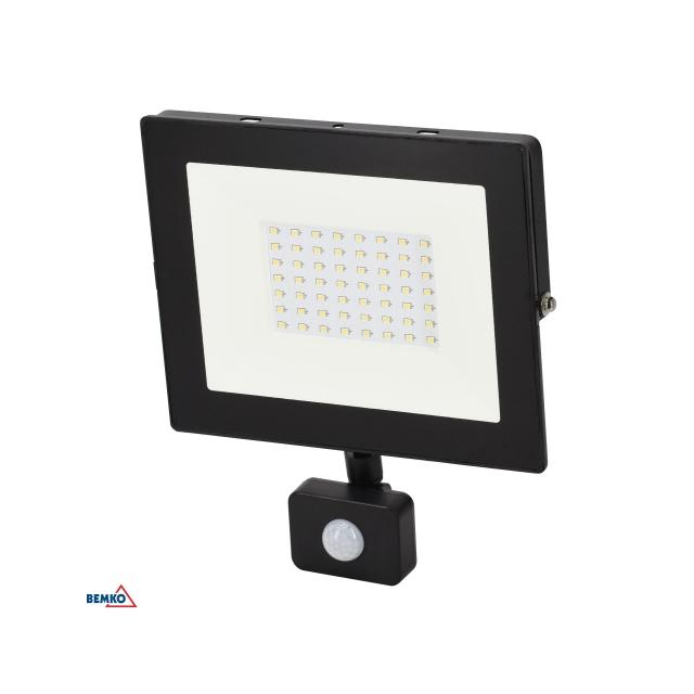 NAŚWIETLACZ LED SMD KASTEL 50W 6000K 4200LM IP65 CZARNY CZ. PIR