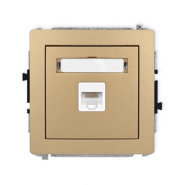 DECO Gniazdo pojedyncze komputerowe 1xRJ45, kat. 5e, 8-stykowy złoty metalik 8DGK-1 KARLIK