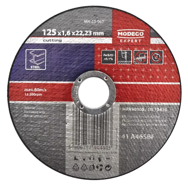 Ściernica do cięcia stali 125x1.0x22,23mm plaska MN-68-962 RAWLPLUG
