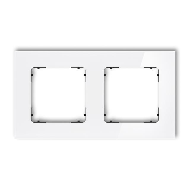 ICON Ramka uniwersalna podwójna kwadratowa - efekt szkła (ramka: biała; spód: czarny) biały