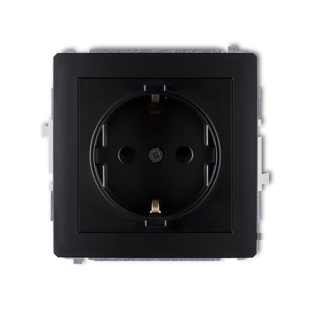 DECO Mechanizm gniazda pojedynczego z uziemieniem SCHUKO 2P+Z (przesłony torów prądowych) czarny mat