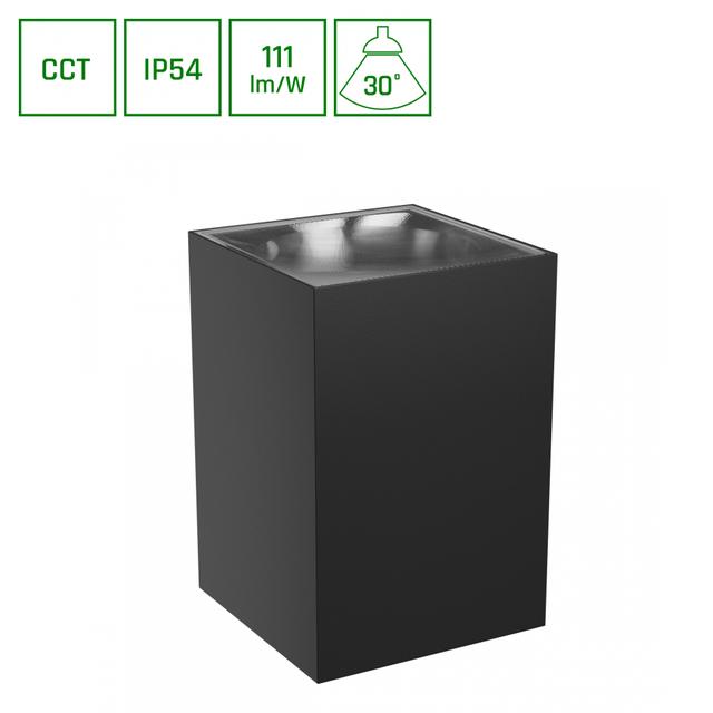 TORRE 9W CCT 230V IP54 99x78x117MM CZARNY KWADRATOWA ELEWACYJNA