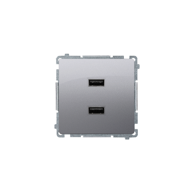 Simon Basic Ładowarka 2 x USB 2.1 A 5V DC 230V stal inox BMC2USB.01/21 KONTAKT
