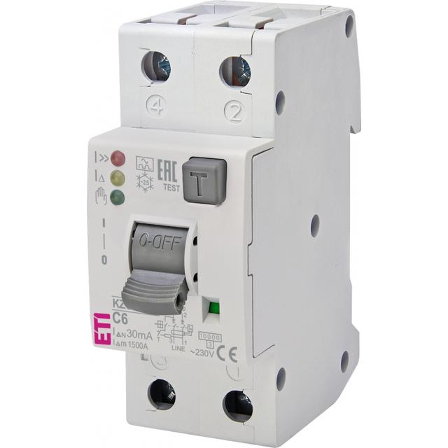 Wyłącznik różnicowonadprądowy KZS-2M2P 1P+N C6A 30mA typ A 002172411 ETI