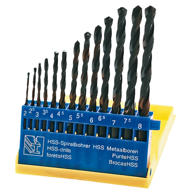 Wiertła do metalu HSS, 2.0-8.0 mm, zestaw 13 szt.