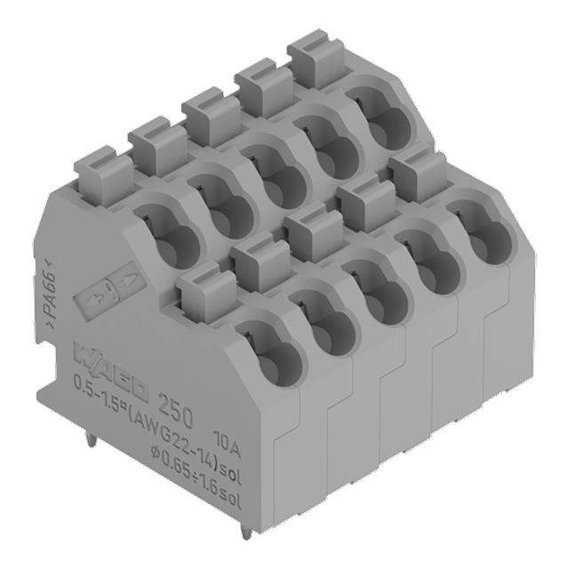 Dwupiętrowa listwa do płytek drukowanych 5‑biegunowa szara raster 5mm 250‑705 /27szt./ WAGO