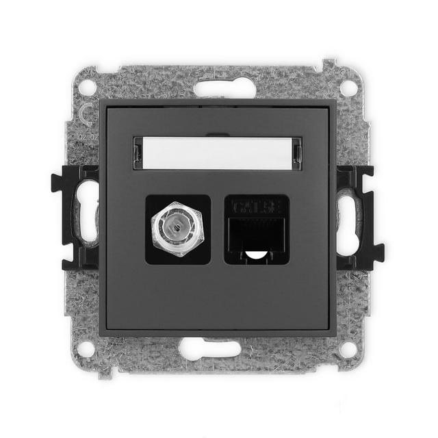 ICON Mechanizm gniazda antenowego poj. typu F (SAT) + gniazda komp. poj. 1xRJ45, kat. 5e, 8-stykowy