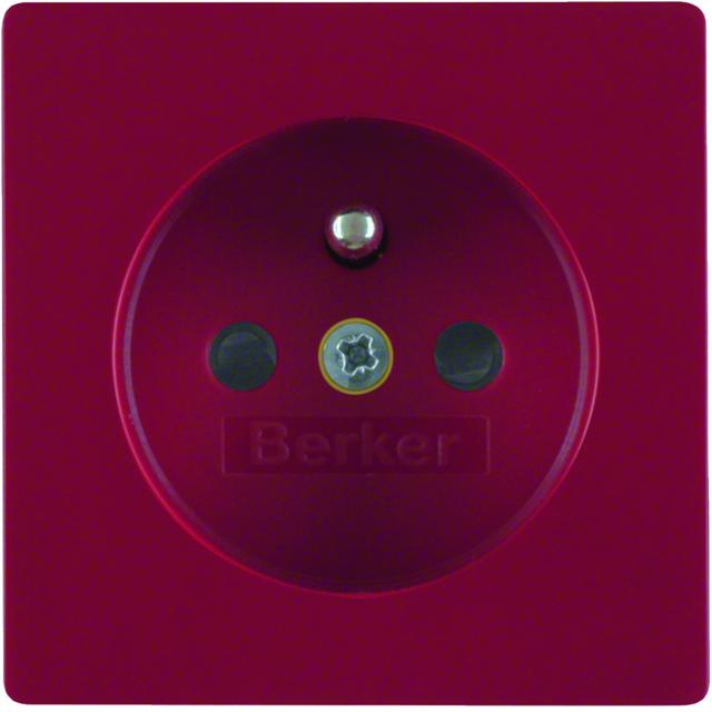 BERKER Q.x Płytka czołowa z przysłonami styków do gniazda z uziemieniem do obwodów specjalnych czerw