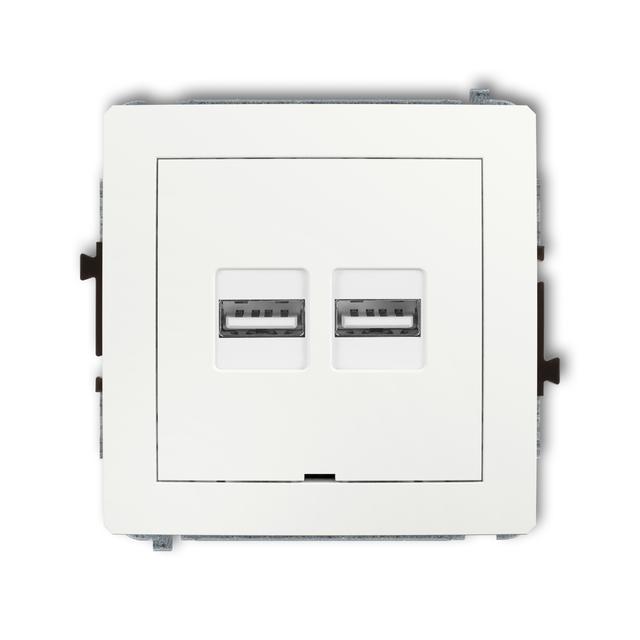 DECO Ładowarka USB podwójna 2xUSB A, 15,5W max., 5V, 3.1A, bez pola opisowego biały DCUSBBO-6 KARLIK