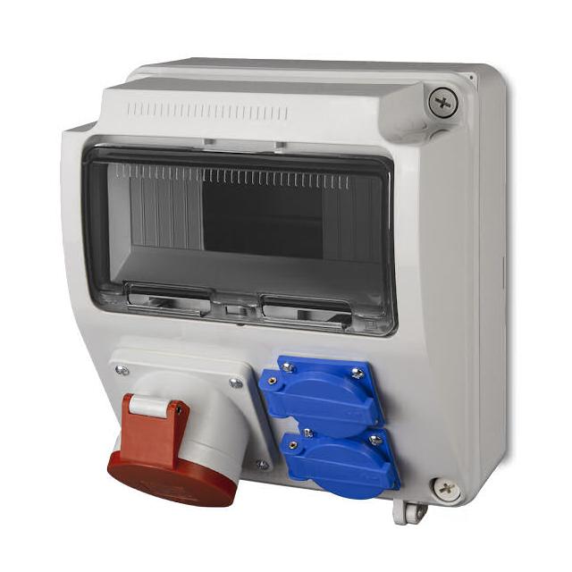 RS 9-mod. 2x2P+Z, 3P+N+Z 32A  IP 44 szara