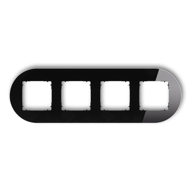 ICON Ramka uniwersalna poczwórna okrągła - efekt szkła (ramka: czarna; spód: czarny) czarny