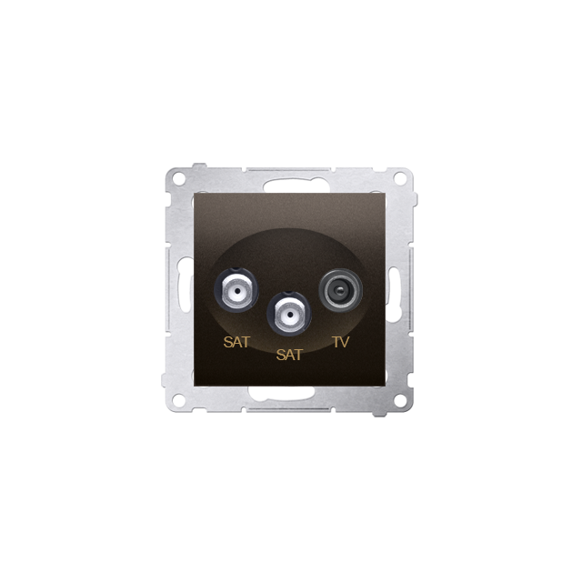 Simon 54 Gniazdo antenowe satelitarne podwójne SAT-SAT-RTV brąz mat