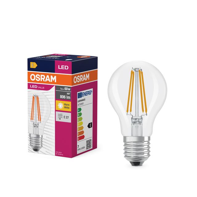 Żarówka LED E27 7W VALUE FILAMENT 7W/827 CLA60 806lm (odpowiednik 60W) 4058075819658 LEDVANCE