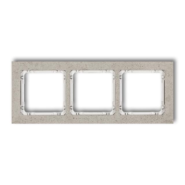 DECO Ramka uniwersalna potrójna - beton (ramka: jasnoszara; spód: biały)