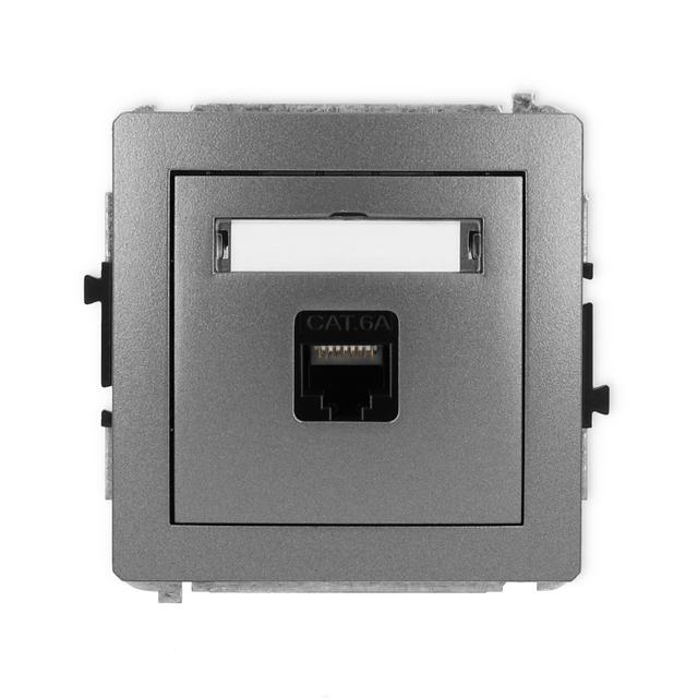 DECO Mechanizm gniazda komputerowego pojedynczego 1xRJ45, kat. 6A, 8-stykowy grafitowy