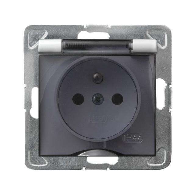 IMPRESJA Gniazdo bryzgoszczelne z uziemieniem IP-44 wieczko w kolorze wyrobu - kolor biały