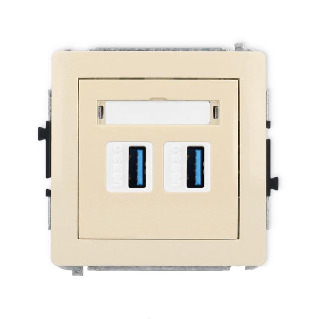 DECO Mechanizm gniazda podwójnego 2xUSB A-A 3.0 beżowy