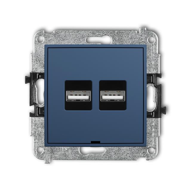 MINI Ładowarka USB podwójna 2xUSB A, 15,5W max., 5V, 3.1A, bez pola opisowego navy blue 64MCUSBBO-6 KARLIK