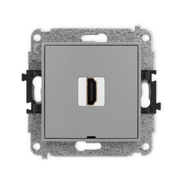 ICON Mechanizm gniazda pojedynczego HDMI 2.0, bez pola opisowego szary mat