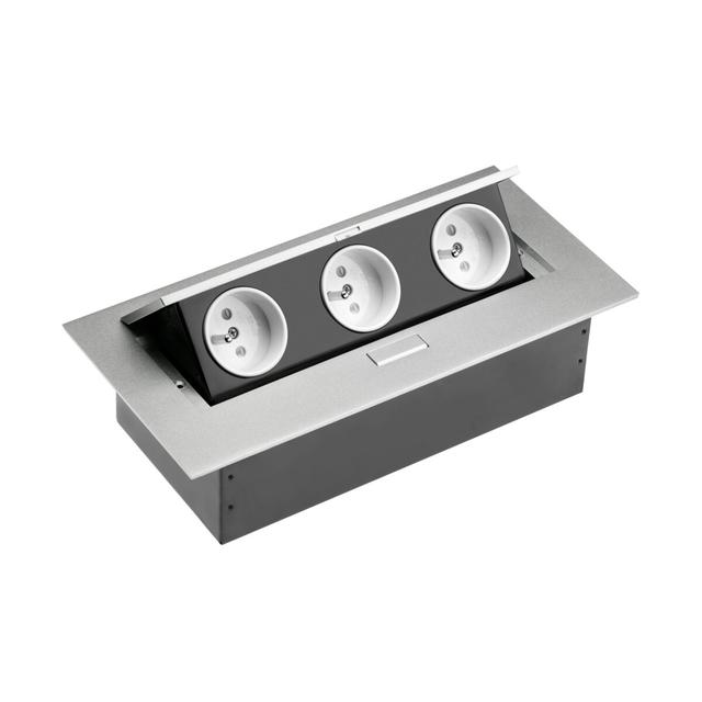 GTV PRZEDŁUŻACZ BIURKOWY 3X GNIAZDO Z UZIEMIENIEM, ALUMINIUM AE-PB03GU-53 GTV Poland