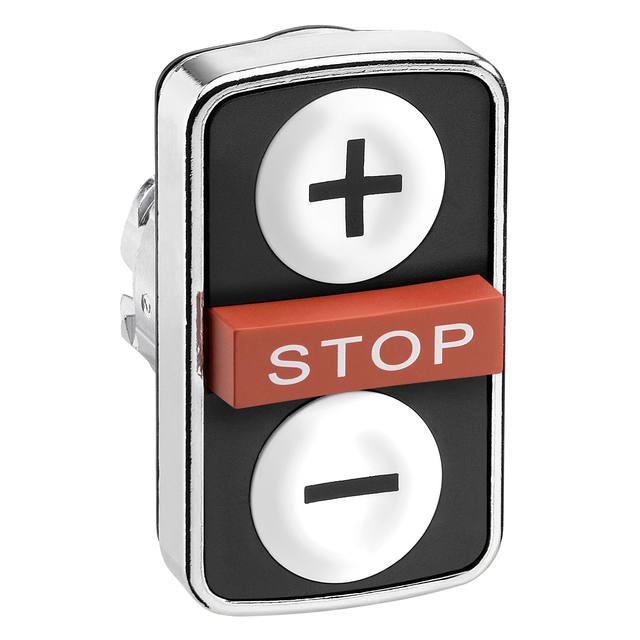 Harmony XB4 Przycisk potrójny biały/STOP/biały z samopowrotem bez podświetlenia metalowy+/ STOP /, ZB4BA71115 Schneider