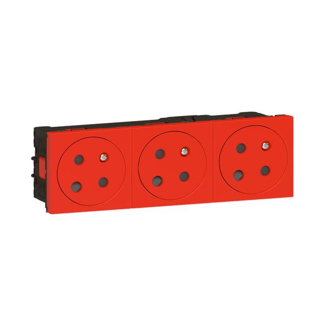 Mosaic Gn 3x2P+Z Z Blokadą Podłącz Przez Zaciski Automatyczne-6 Modułów Czerwone 16A-250V 077153L LEGRAND