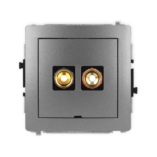 DECO Mechanizm gniazda głośnikowego pojedynczego, bez pola opisowego (typu banan - czerwony i czarny