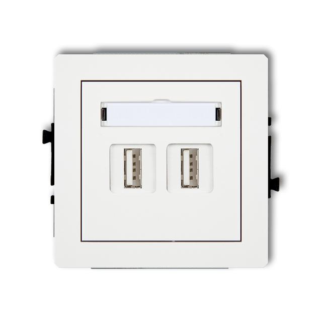 DECO Mechanizm gniazda podwójnego 2xUSB A-A 2.0 biały mat