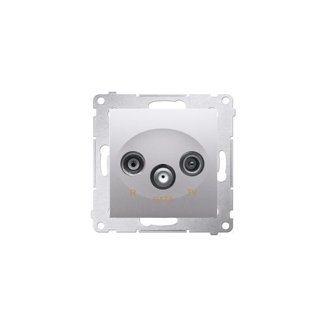 Simon 54 Gniazdo R-TV-DATA srebrny mat