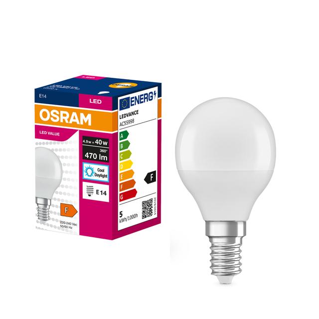 Żarówka LED E14 4,9W/865 E14 VALUE CL P FR 40 non-dim 4,9W/865 4058075127630 LEDVANCE