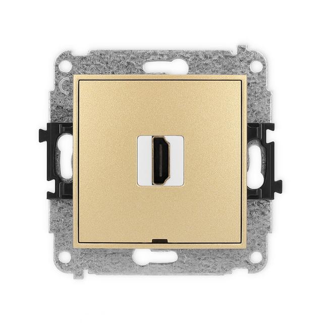 ICON Mechanizm gniazda pojedynczego HDMI 2.0, bez pola opisowego złoty