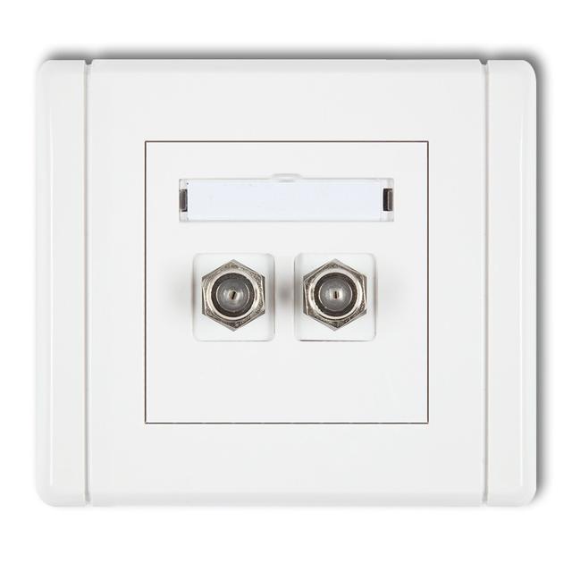 FLEXI Gniazdo antenowe podwójne typu F (SAT) pozłacane biały