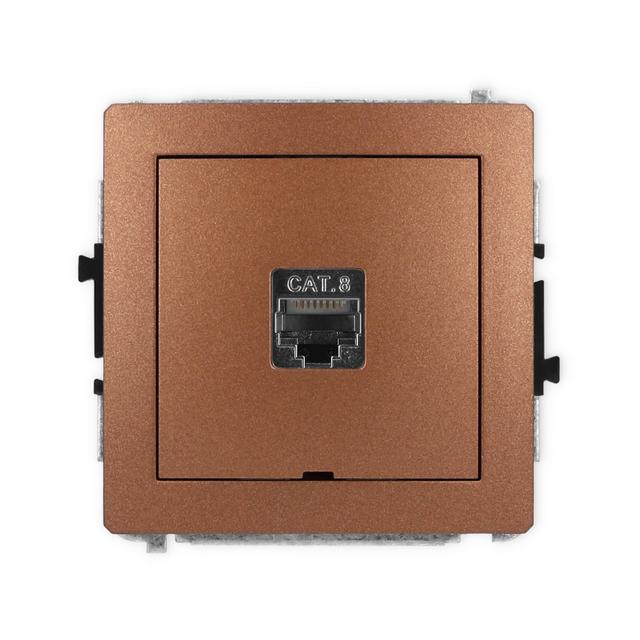 DECO Mechanizm gniazda komputerowego pojedynczego 1xRJ45, kat. 8, ekranowany, 8-stykowy, bez pola op