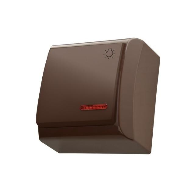 BIS Łącznik zwierny  światło  z podświetleniem pomarańczowym - kolor brązowy