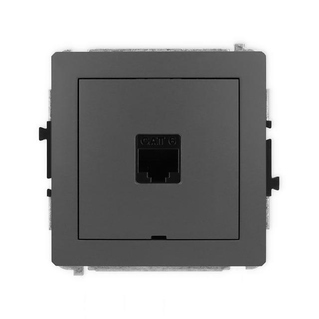DECO Mechanizm gniazda komputerowego pojedynczego 1xRJ45, kat. 6, 8-stykowy, bez pola opisowego graf