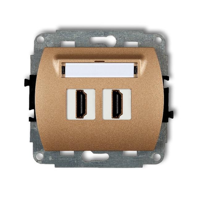 TREND Mechanizm gniazda podwójnego HDMI 2.0 złoty metalik