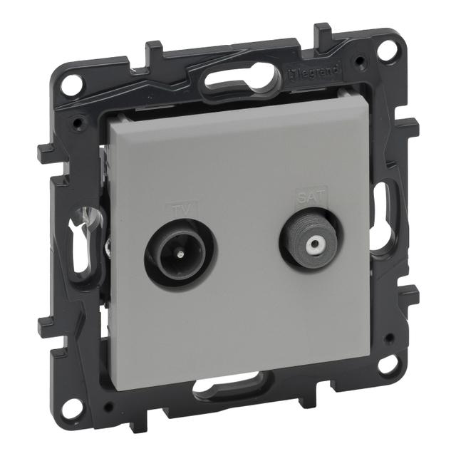 Niloe Step - gniazdo TV-SAT końcowe do instalacji typu gwiazda, 2 przewody, 1,5 dB- kolor aluminium,