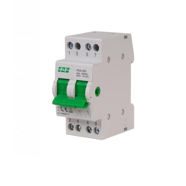 Przełącznik modułowy zasilania I-0-II (sieć-agregat) 2P 63A PSA-263 F&F