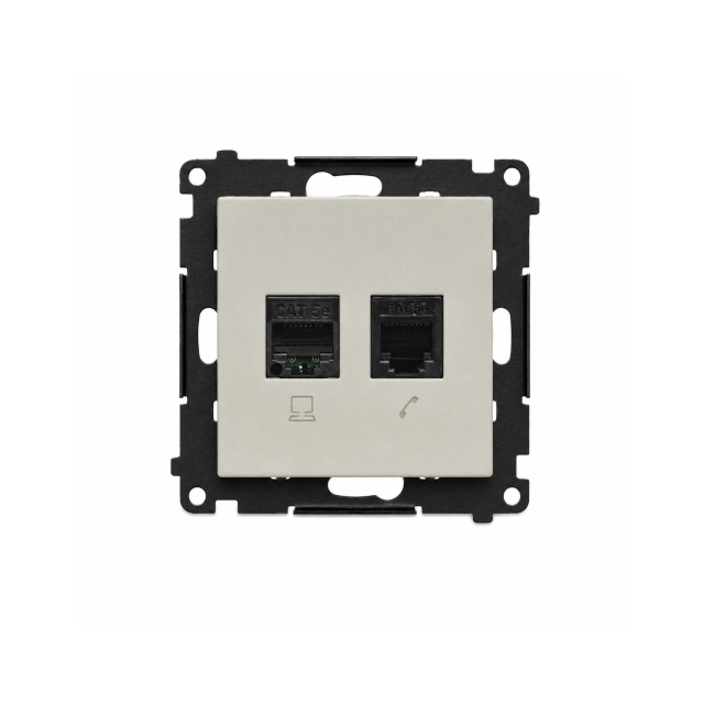 Simon 55 Gniazdo komputerowe RJ45 kat. 5e + telefoniczne RJ12 kaszmirowy T5F.01/142