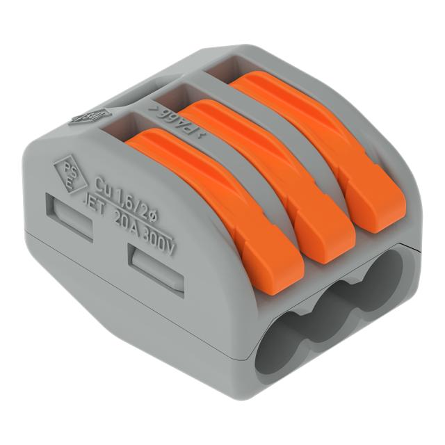 Szybkozłączka z dźwignią 3x 0,08‑4mm2 jasnoszary 222‑413 /50szt./ WAGO