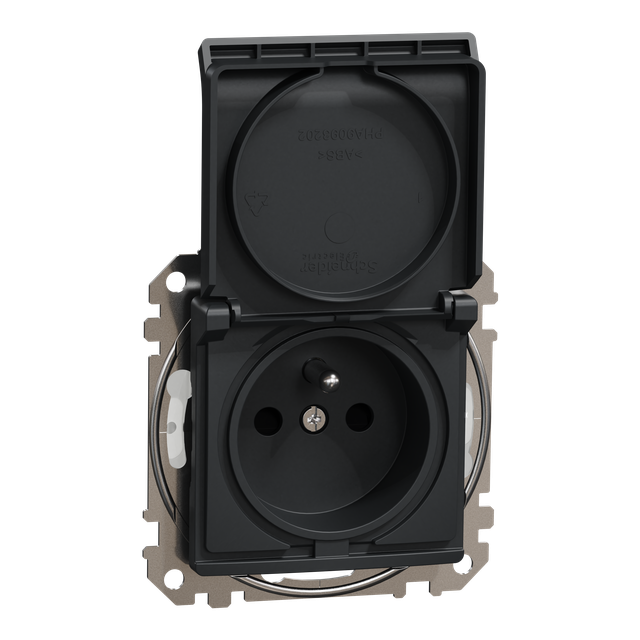 Sedna Design & Elements gniazdo z przesłonami IP44 czarny antracyt SDD214013 Schneider