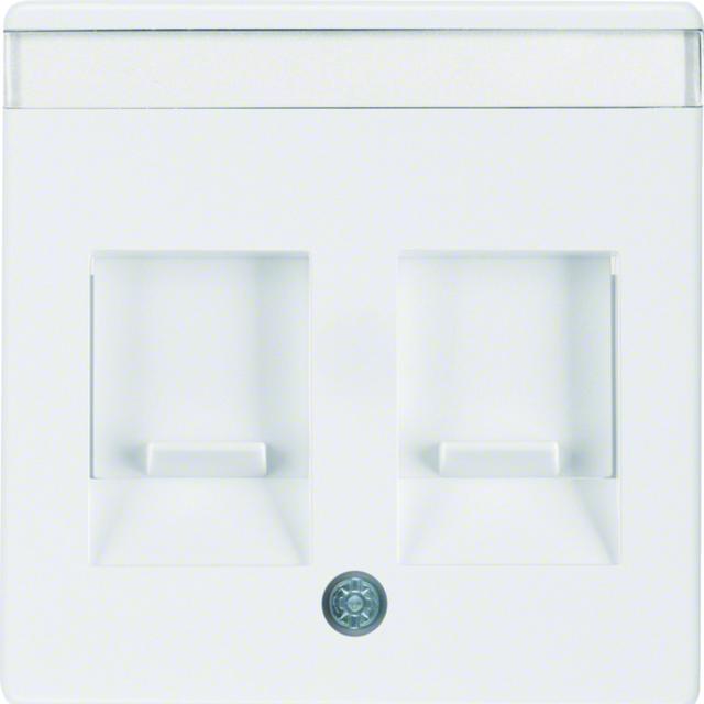 BERKER Q.x Płytka czołowa podwójna zasuwa chroniące przed kurzem pole opisowe biały aksamit 11816089
