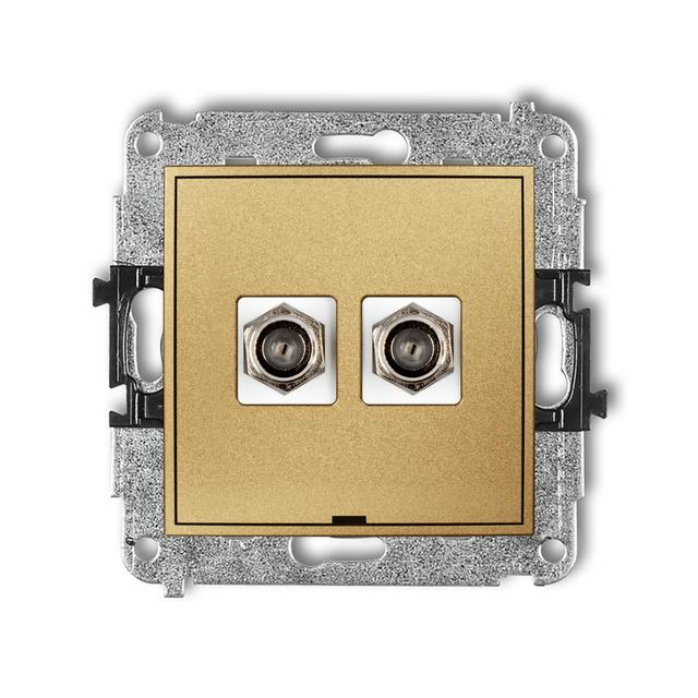 ICON Mechanizm gniazda antenowego podwójnego typu F (SAT) niklowany, bez pola opisowego złoty