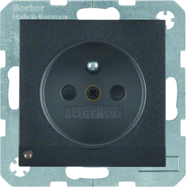 BERKER B.X Gniazdo z uziemieniem i podświetleniem orientacyjnym LED antracyt 6765101606 HAGER