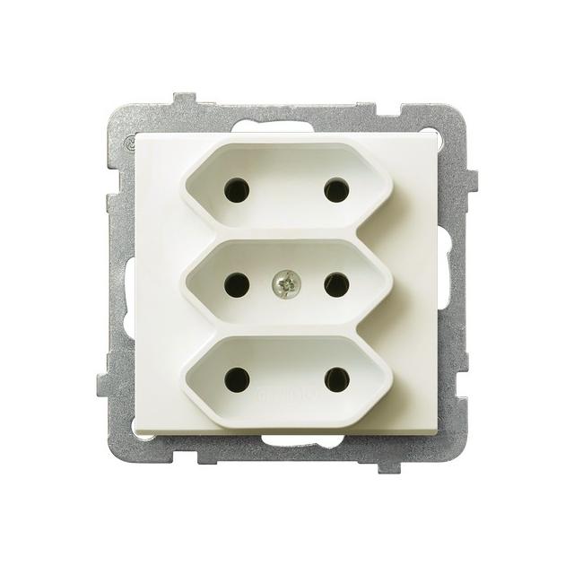 SONATA Gniazdo potrójne EURO - kolor ecru