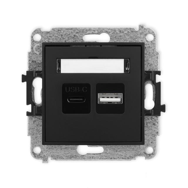 ICON Mechanizm ładowarki USB podwójnej USB C + USB A, 20W max. czarny mat