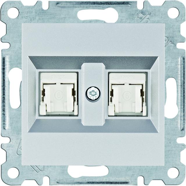 lumina Gniazdo komputerowe podwójne RJ45 kat.6 UTP srebrny WL2162 HAGER