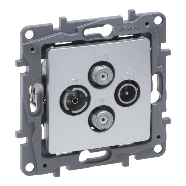 NILOE SELECTION - GNIAZDO TV-RD-SAT-SAT KOŃCOWE DO INSTALACJI TYPU GWIAZDA 1,5 DB ALUMINIUM, Legrand